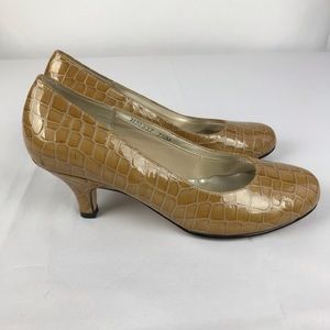 Ros Hommerson Reptile Print Brown Patent Leather